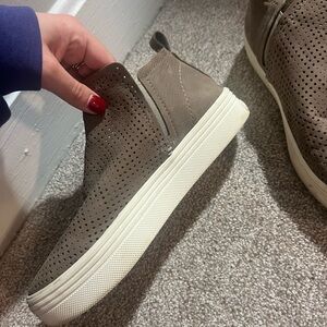 Taupe Perforated Slip-On Sneakers
